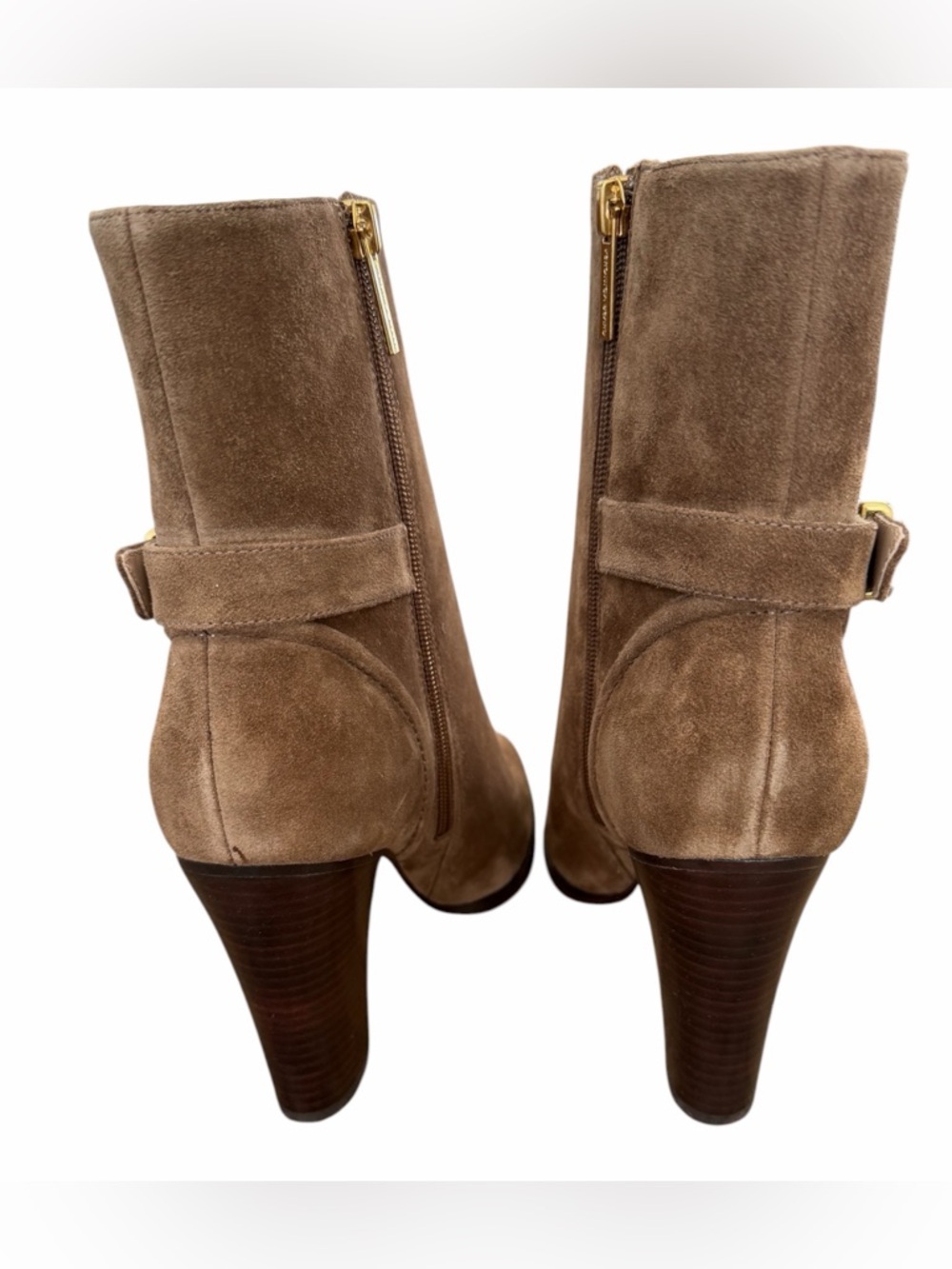 Veronica Beard Suede Ankle Boot in Chestnut with Gold Buckle - Picture 6 of 14